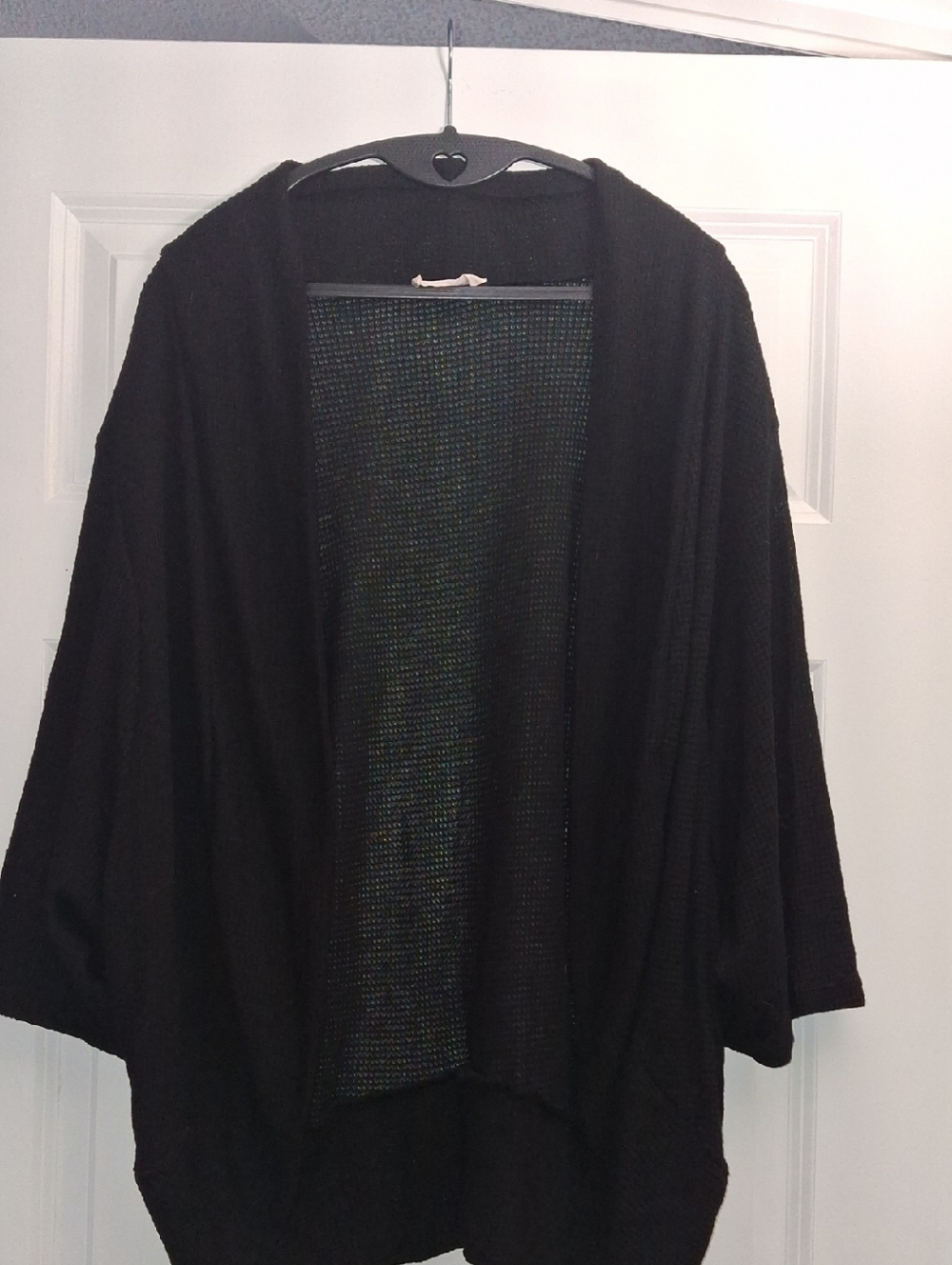 eesome Black Open-Front Draped Women's Cardigan